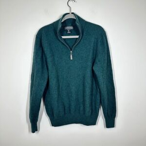 Christian Lacroix Sweater Womens Large Green 100% Cashmere Quarter Zip Pullover